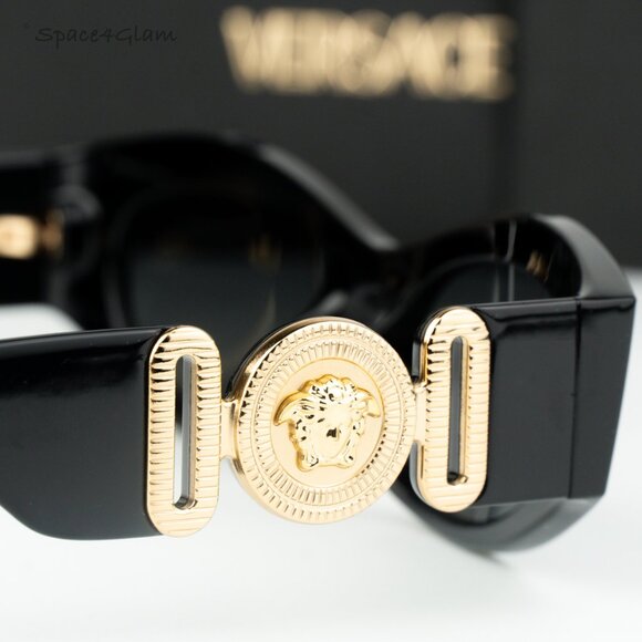 BRAND NEW Versace VE4480U GB1/87 Black Gold Dark Grey Oval Unisex Sunglasses main image 4